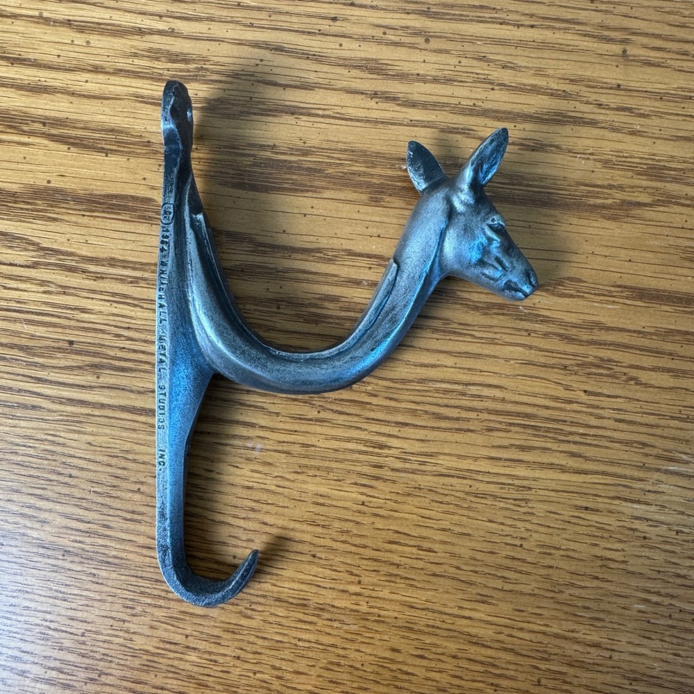 Vintage‎ 1964 Whitehall Metal Studios Deer Head Double Hook Hanger Metal